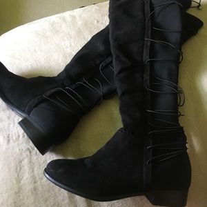 Knee High Lace Back Boots